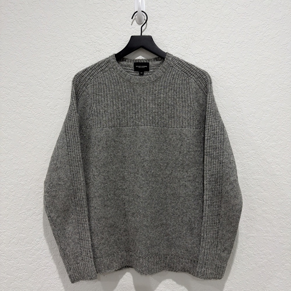 Solid Homme Wooyoungmi Gray Crewneck Sweater Wool Nylon Men's Size 100 Or Medium